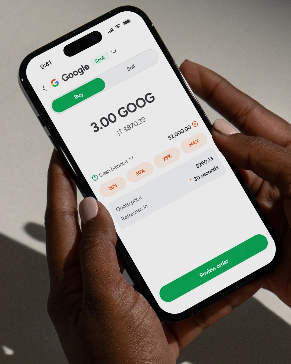 HelloTrade Spot — the markets watchlist on an iPhone